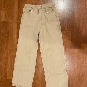 beige high rise jeans